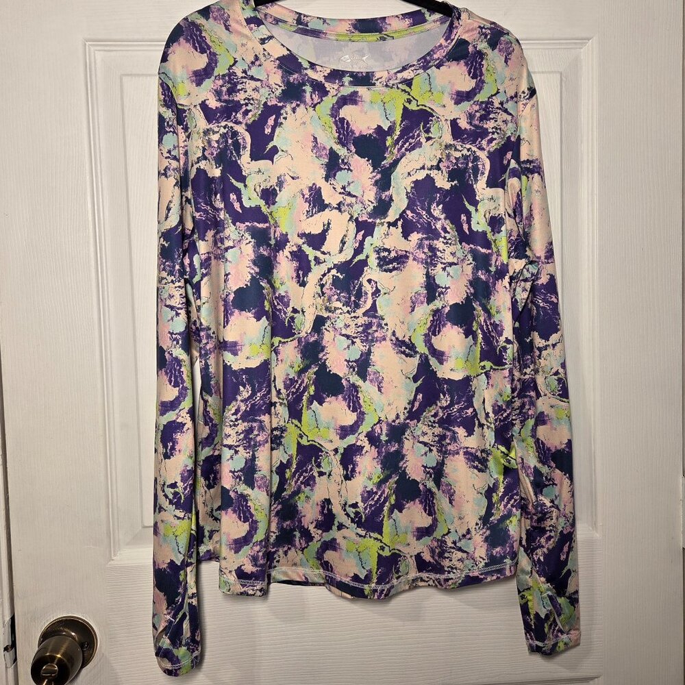 Silver Bait Abstract Print Activewear Long Sleeve Quick Dry Top - Size: Large